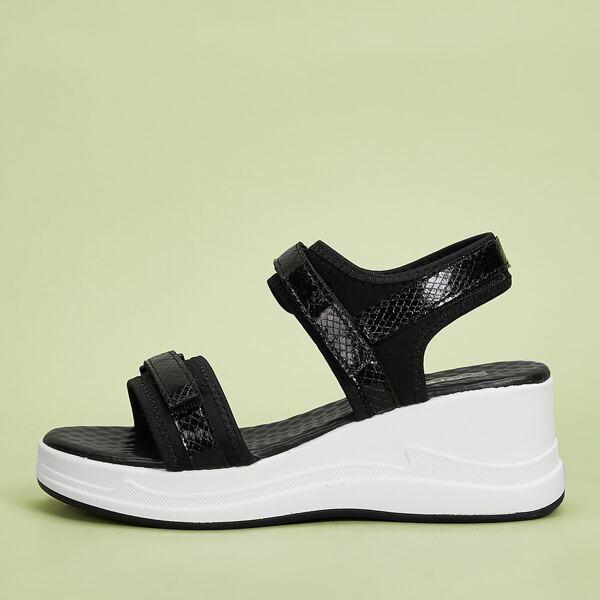 

Open Toe Ankle Strap Wedges, Black