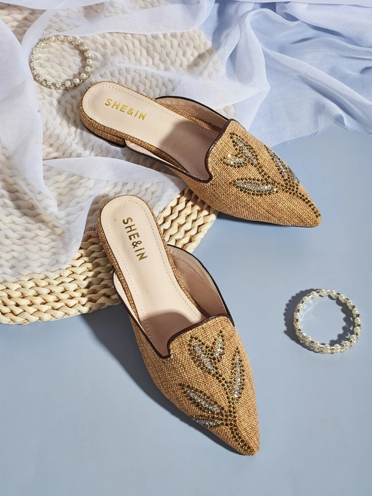 rhinestone flat mules