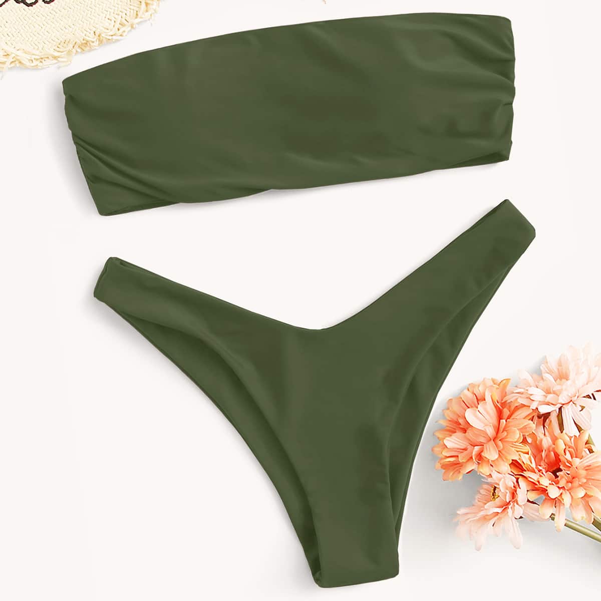 

Bandeau High Leg Bikini Swimsuit, Green