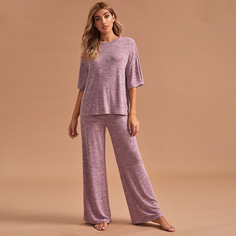 

Space Dye Drop Shoulder PJ Set, Purple
