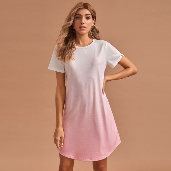 

Ombre Curved Hem Lounge Dress, Multicolor