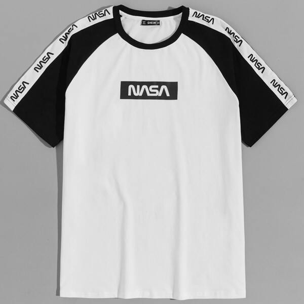 

Men Letter Graphic Color Block Top, White
