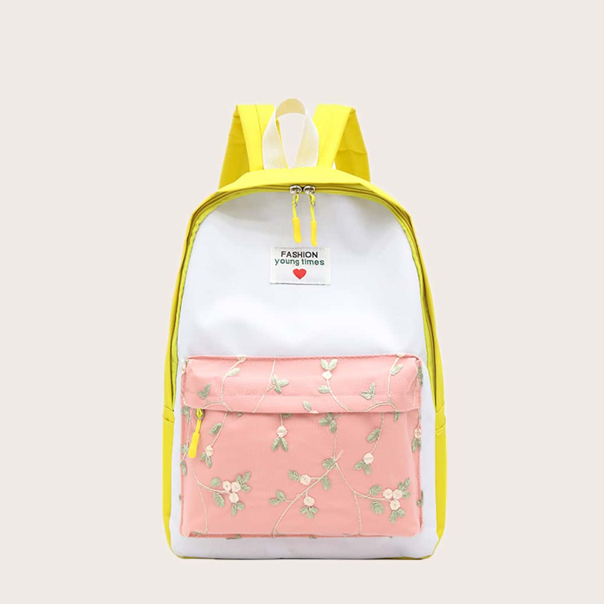 

Floral Embroidery Pocket Backpack, Multicolor