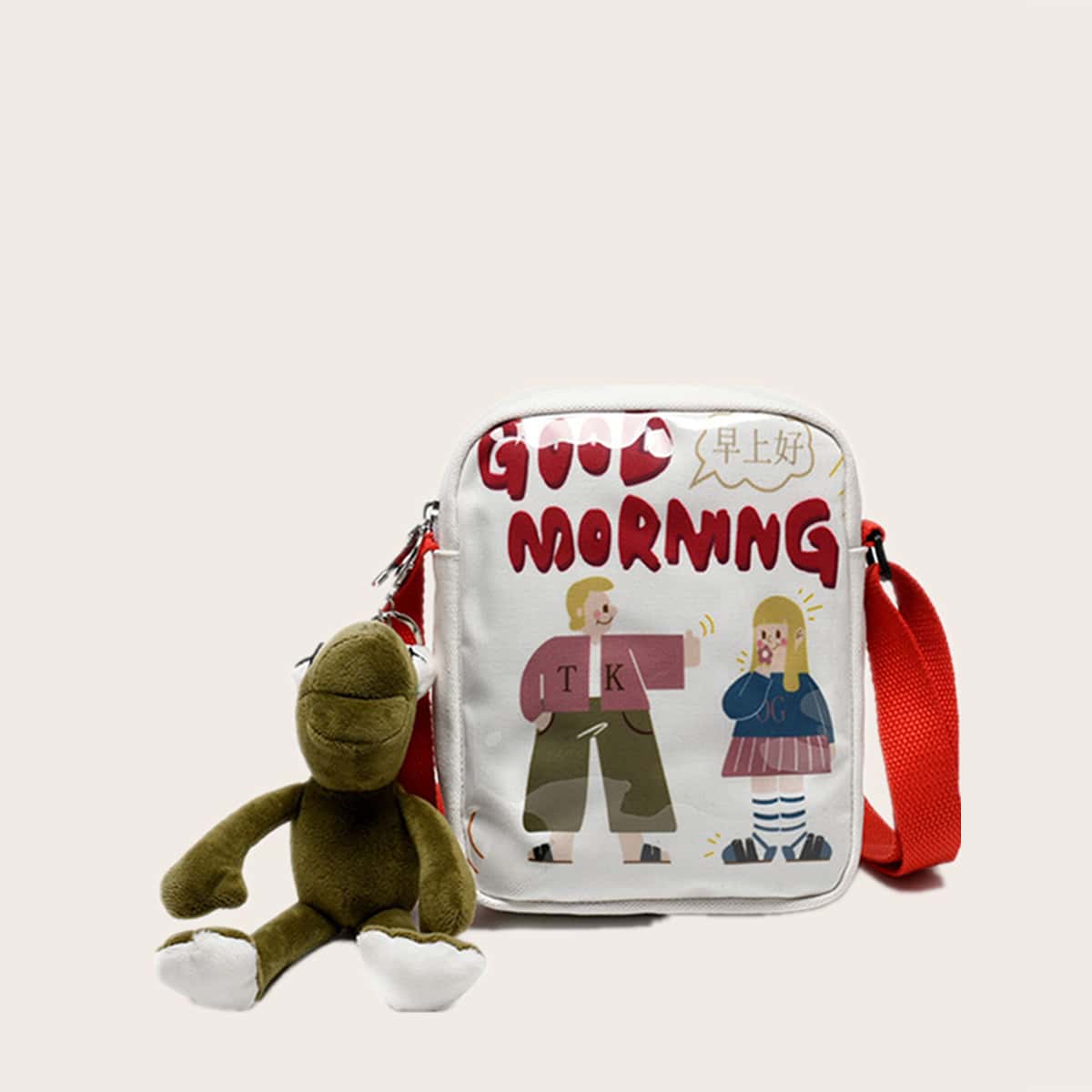 

Cartoon Figure Crossbody Bag, White