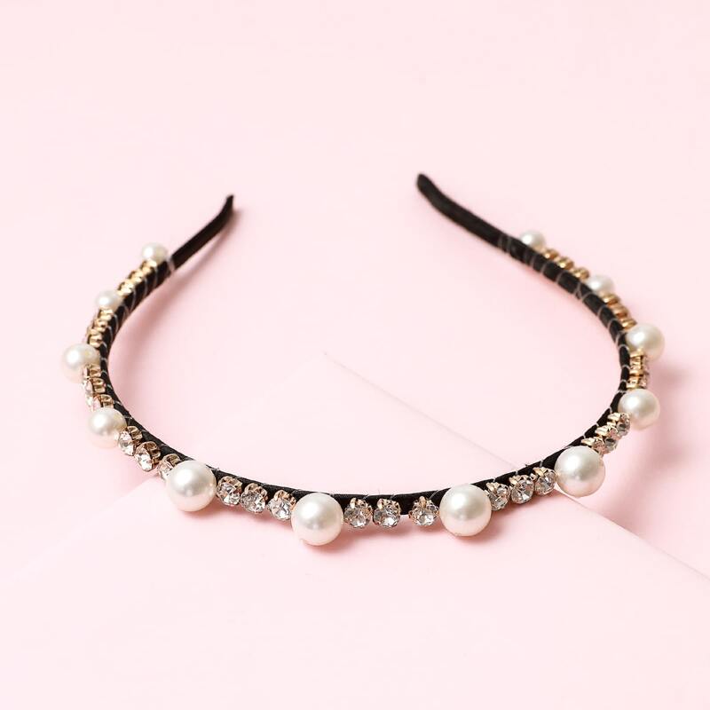 

Faux Pearl Hair Hoop, White