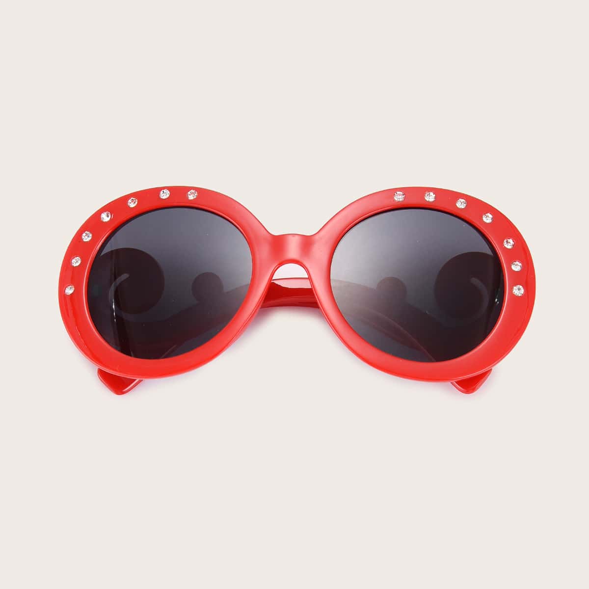 

Round Frame Sunglasses With Case, Red