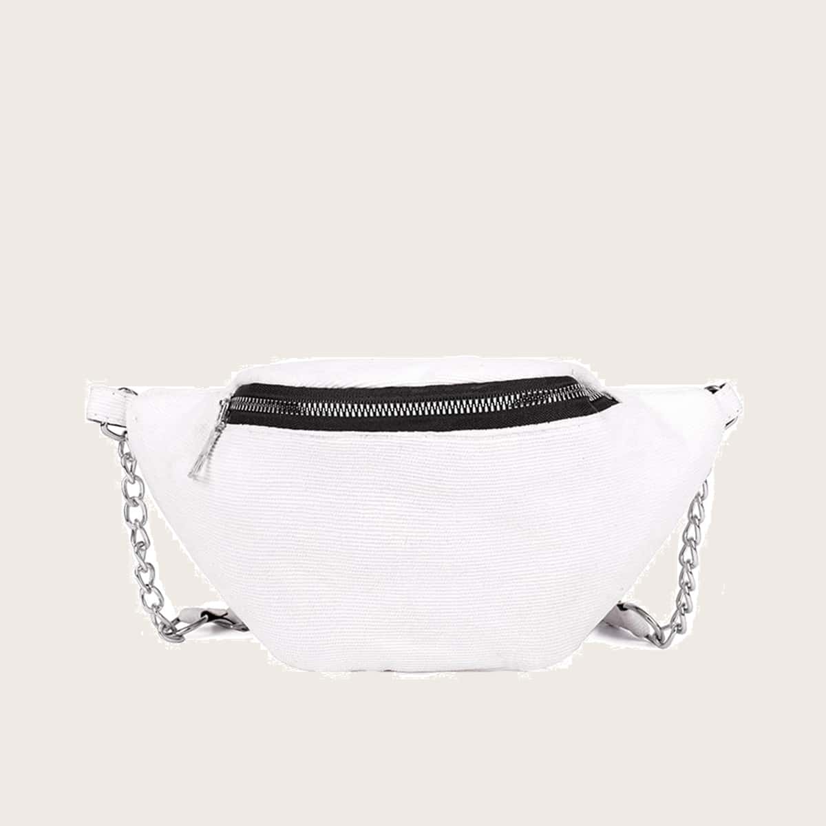 

Canvas Chain Crossbody Bag, White