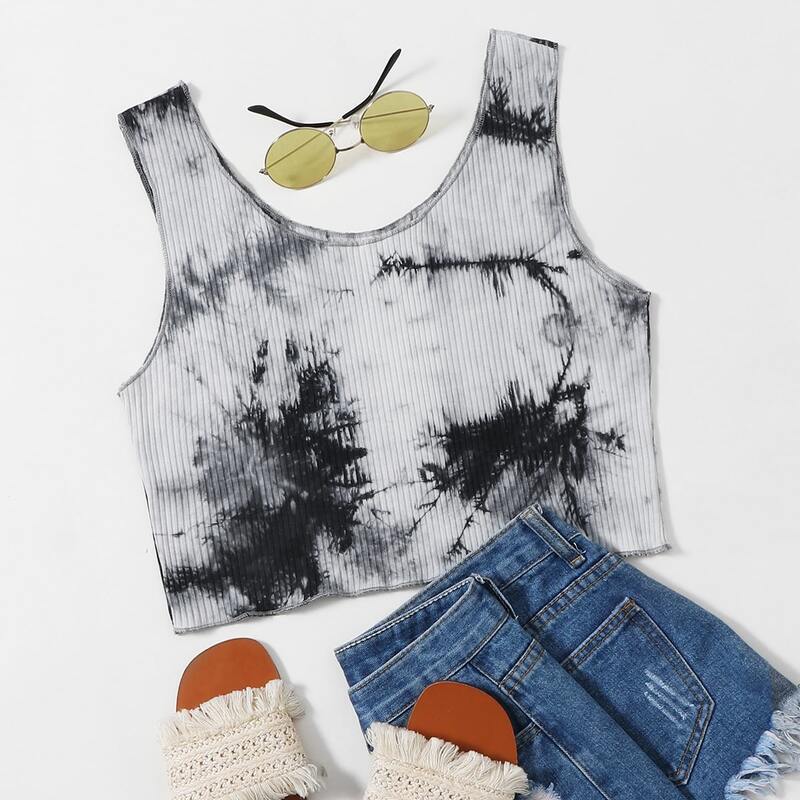 

Tie Dye Crop Tank Top, Multicolor