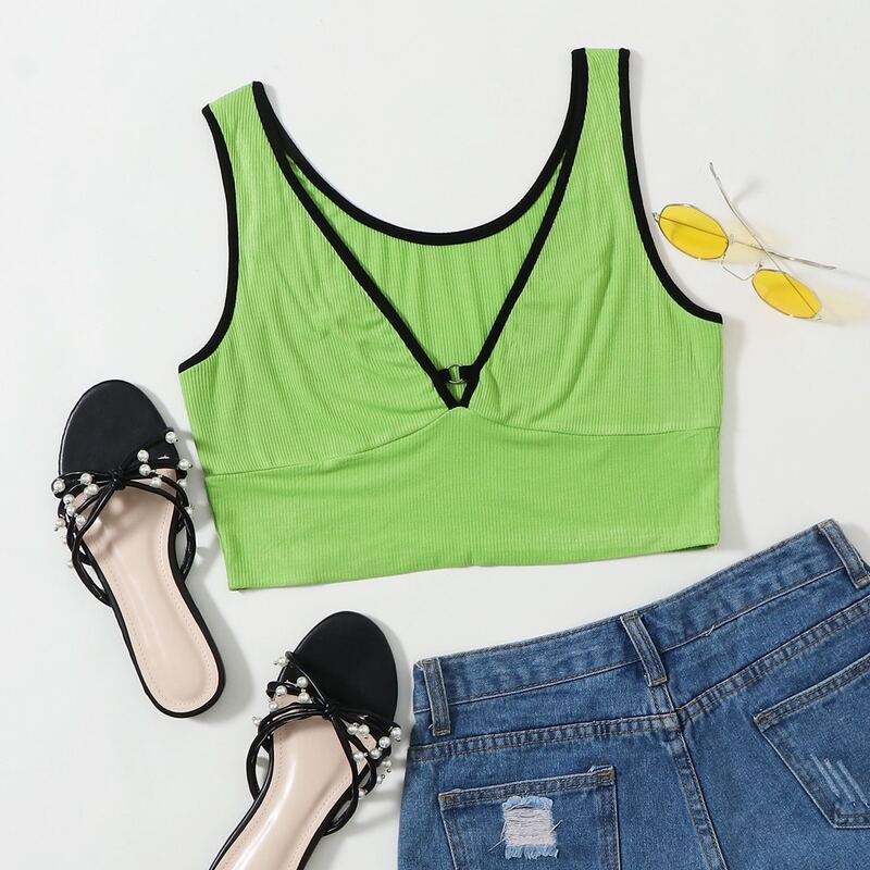 

Ribbed Green Crop Tank