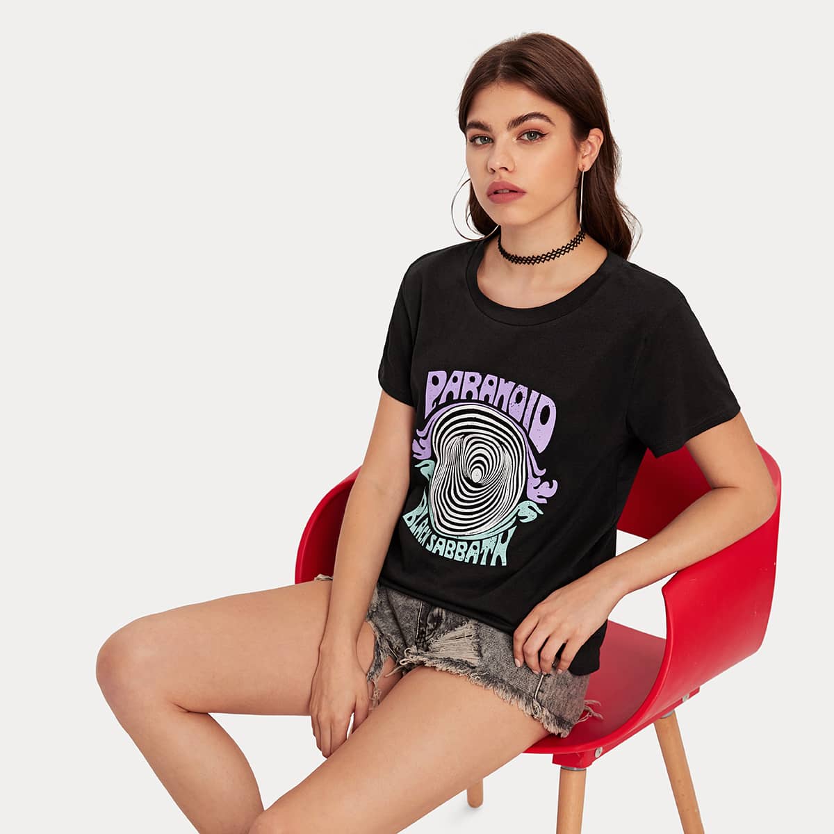 

Graphic Print Tee, Black