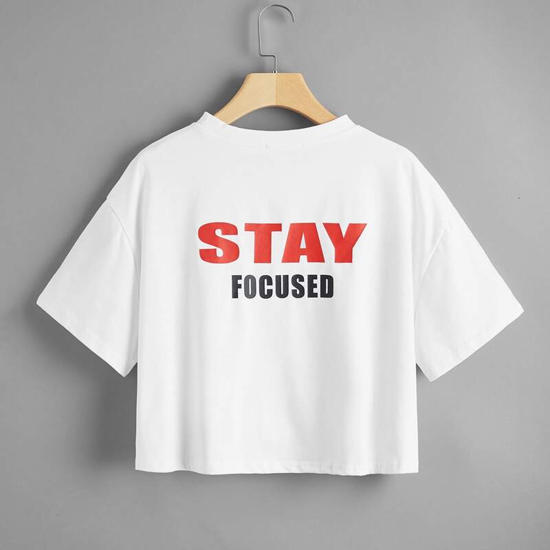 

Letter Graphic Crop Tee, White