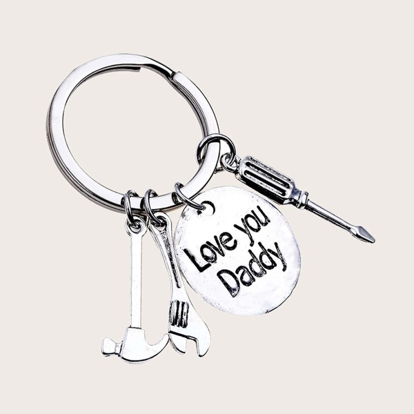 

Men Disc Charm Keychain, Silver