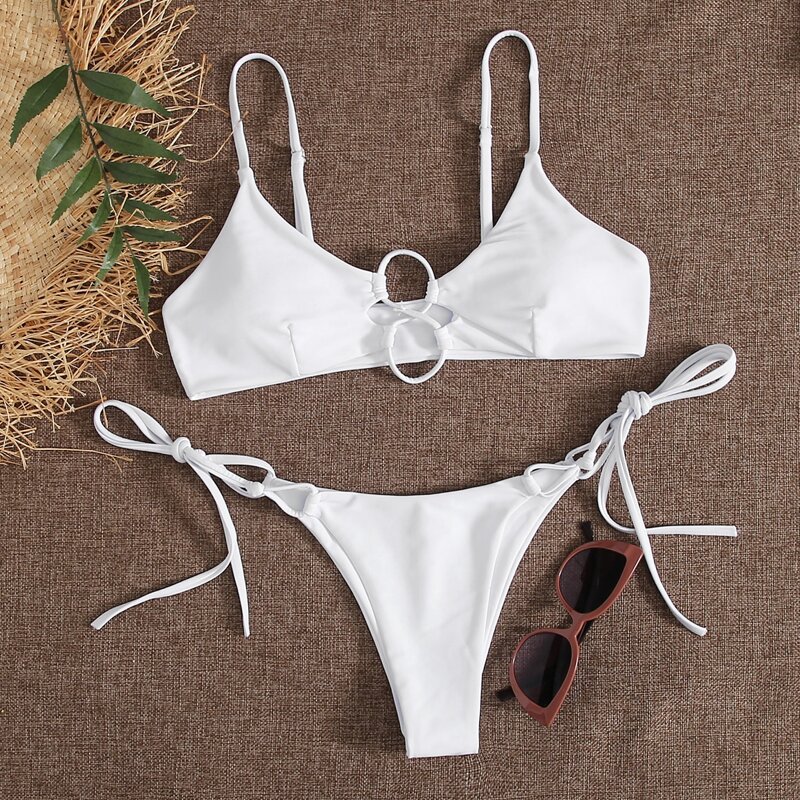 

Cami Tie Side Bikini Swimsuit, White