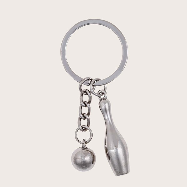 

Men Round Ball Charm Keychain, Silver