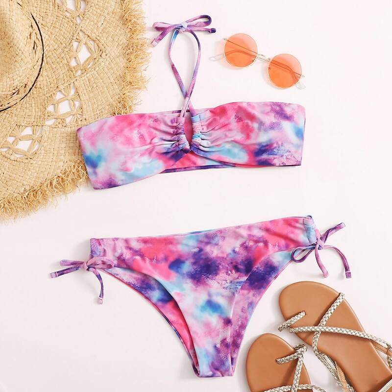 

Tie Dye Halter Bikini Swimsuit, Multicolor