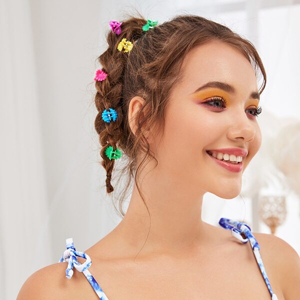 

16 pieces Floral Decor Hair Claw, Multicolor