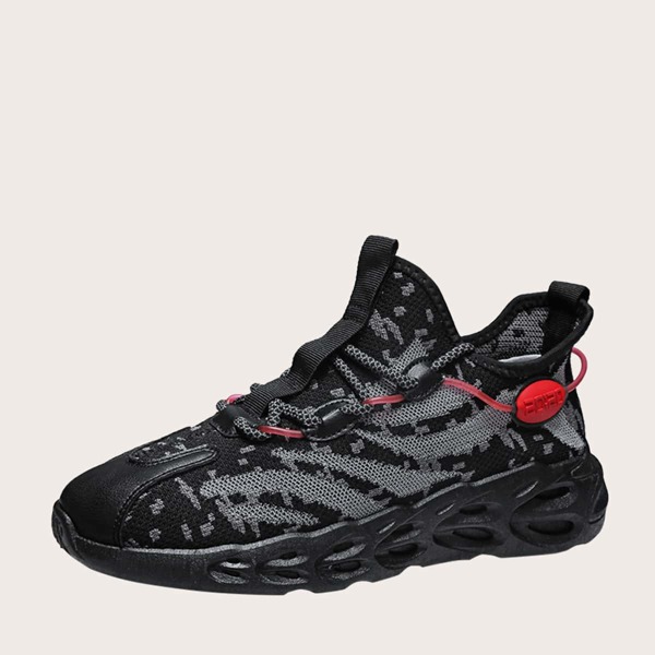 

Men Lace-up Front Colorblock Sneakers, Black