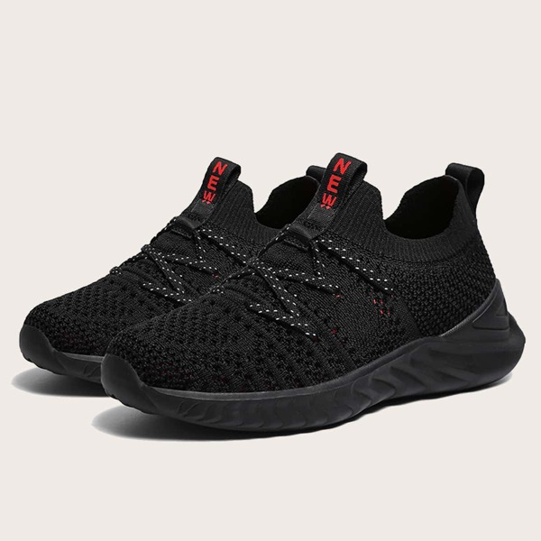 

Boys Lace-up Front Knit Sneakers, Black