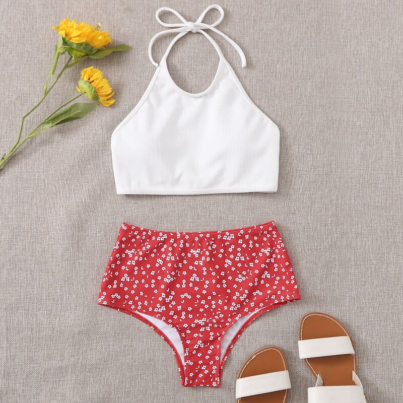 

Ditsy Floral High Waist Bikini Swimsuit, Multicolor