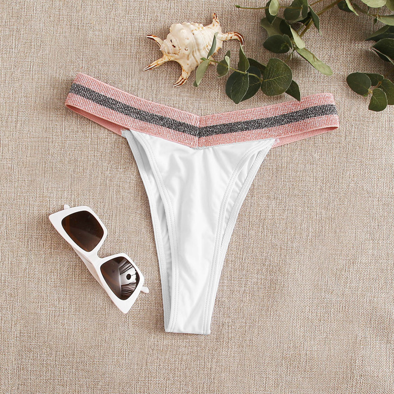 

Glitter Trim High Leg Bikini Panty, White