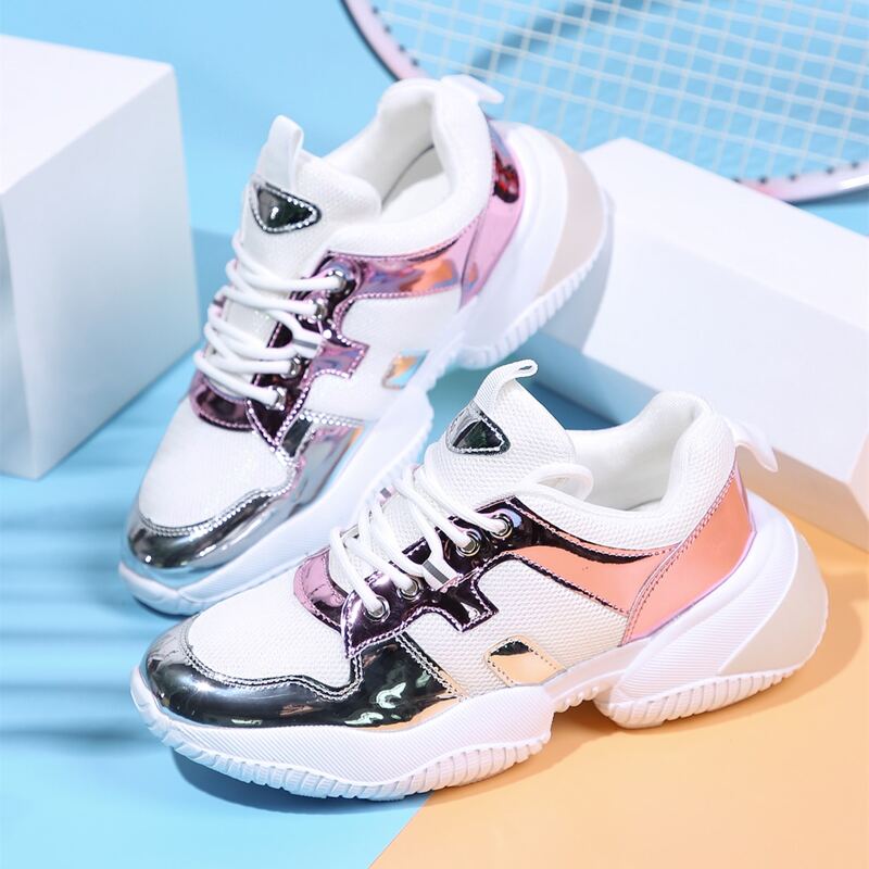

Lace-up Front Mesh Panel Sneakers, Multicolor