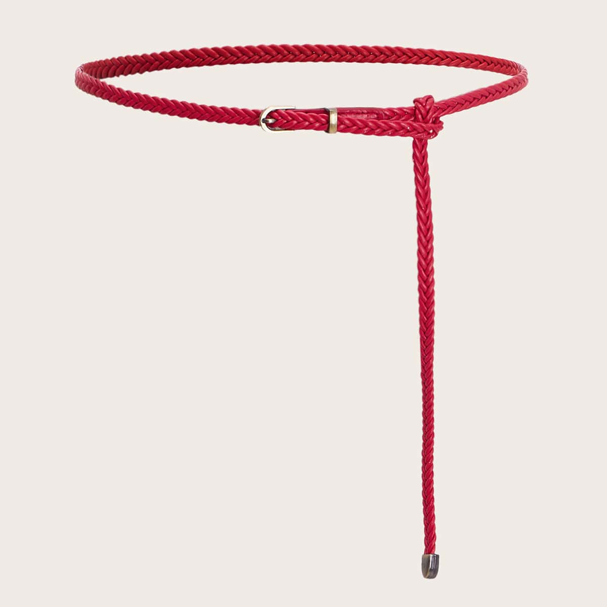 

Braided Buckle Belt, Red