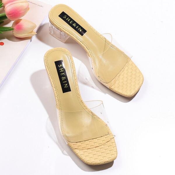 

Прозрачные мюли с массивным каблуком