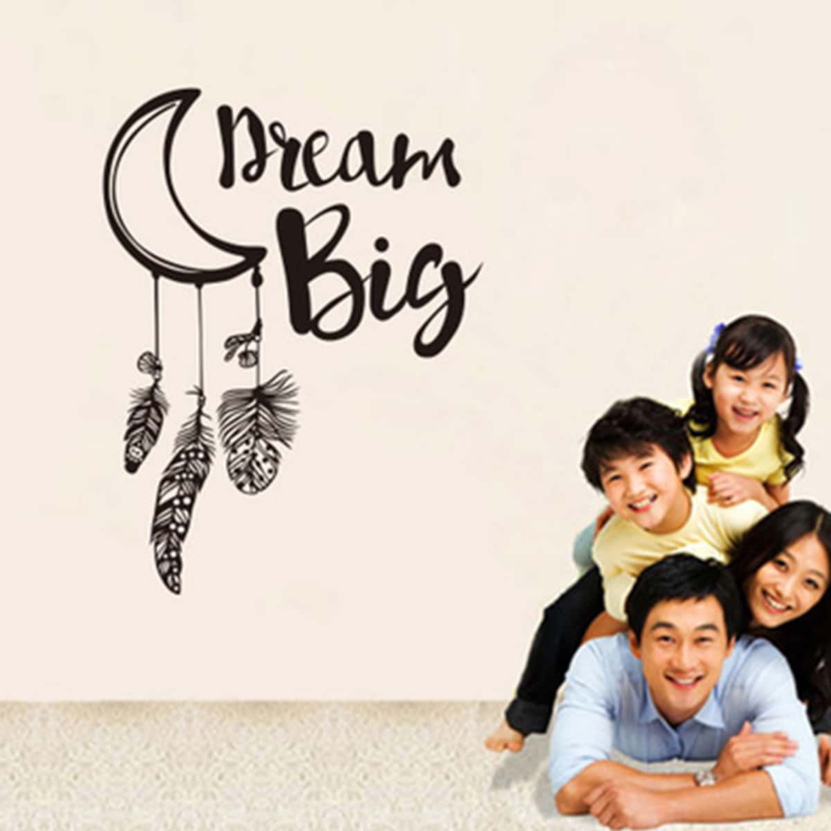 

Slogan & Moon Wall Sticker, Black
