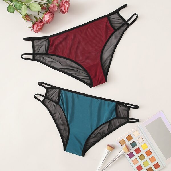 

2pack Plus Cut-out Mesh Panty Set, Multicolor