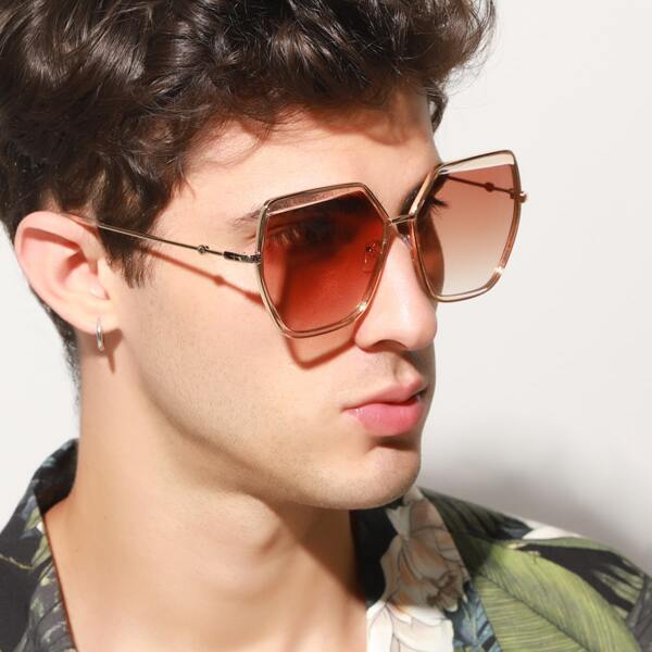 

Men Metal Frame Sunglasses, Pink