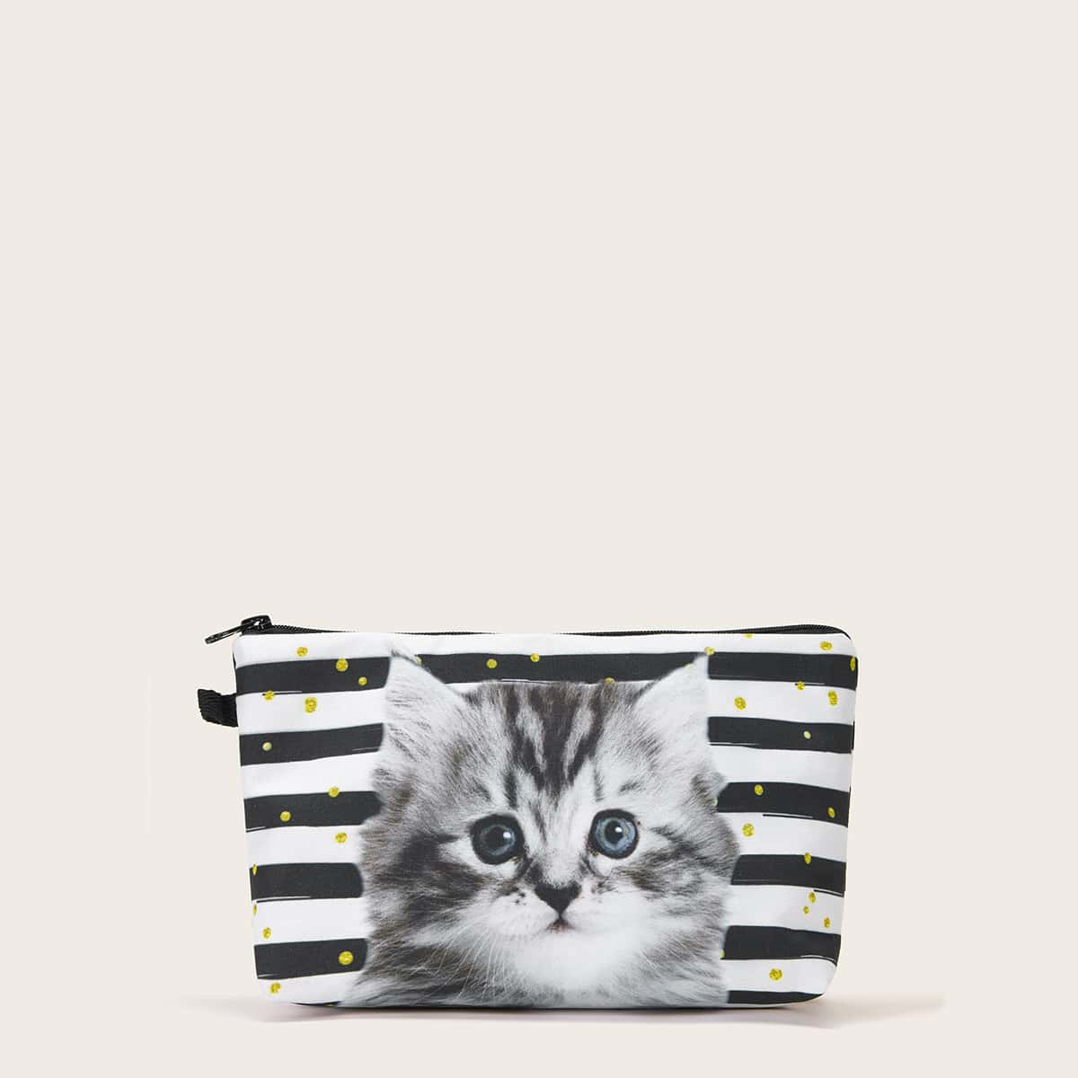 

Cat Makeup Bag, Black and white