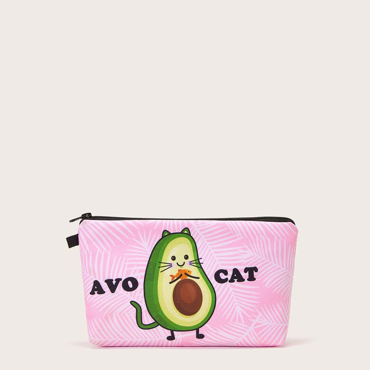 

Avocado Cat Makeup Bag, Pink