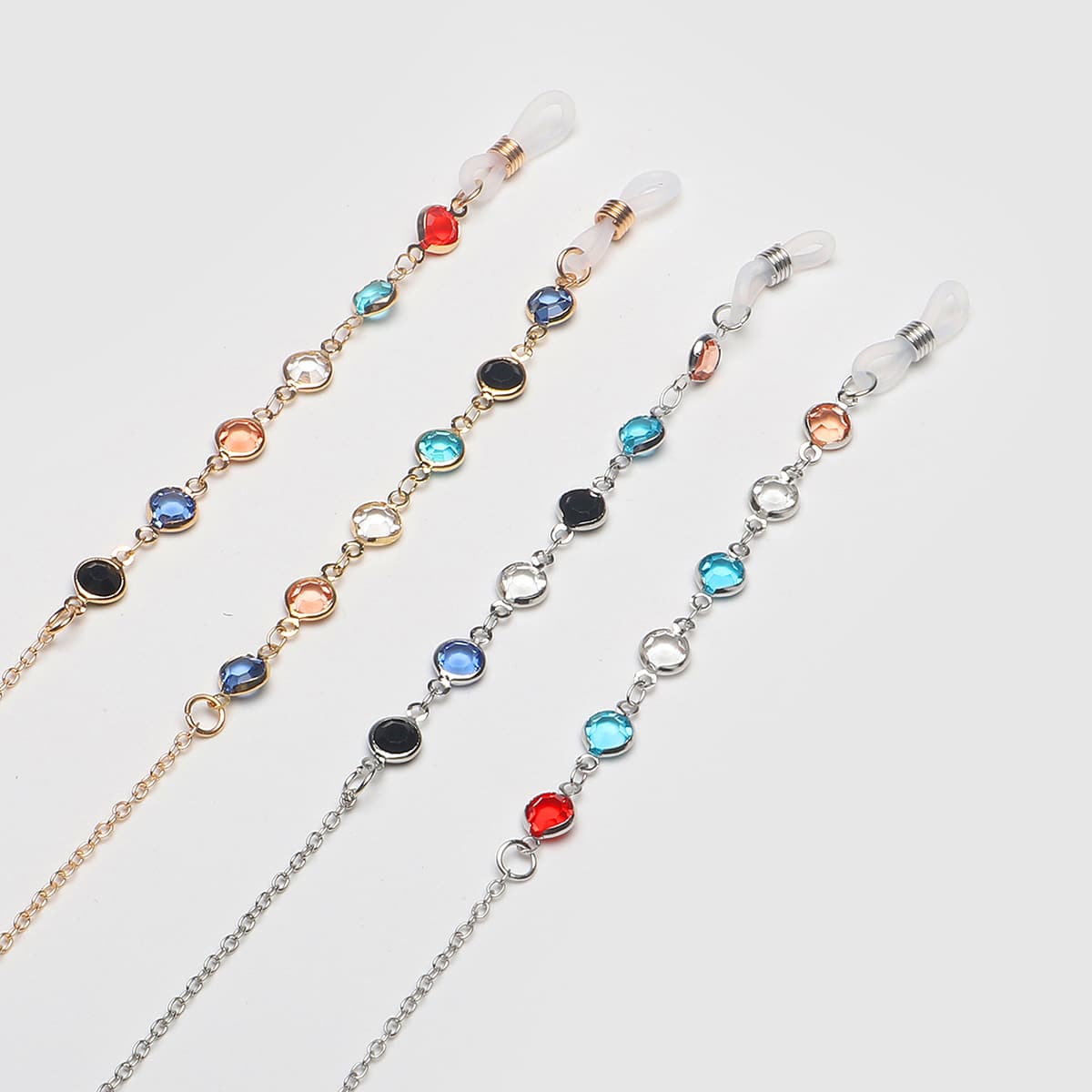 

2pcs Rhinestone Decor Glasses Chain, Multicolor