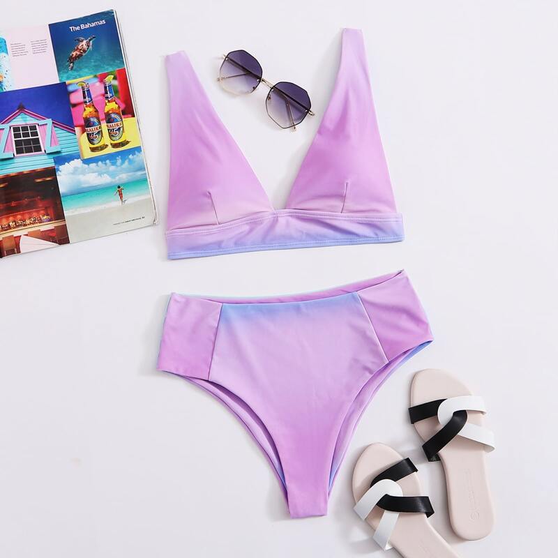 

Ombre High Waisted Bikini Swimsuit, Purple