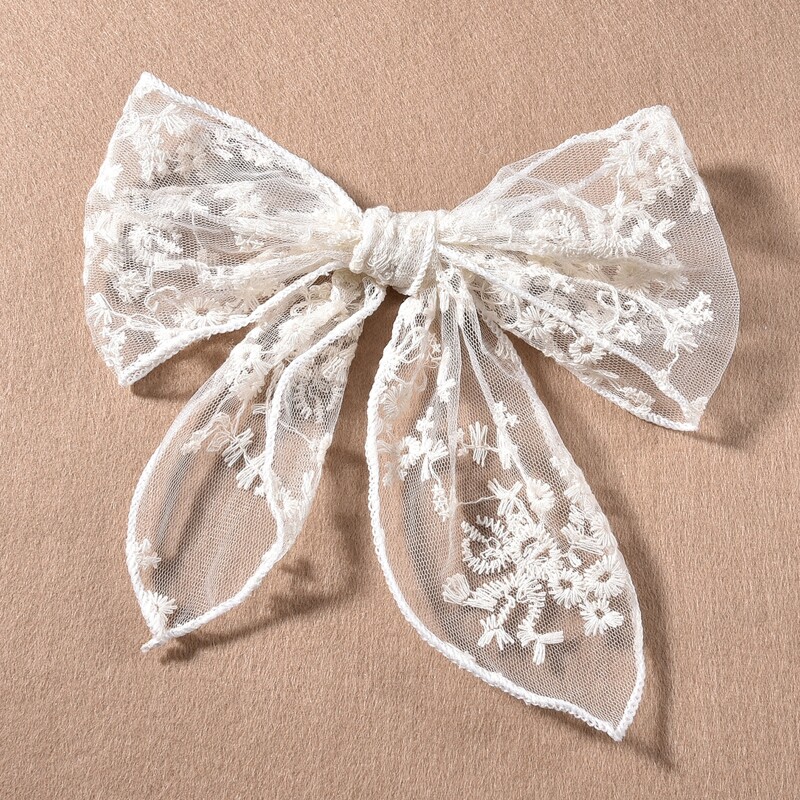 

Mesh Bow Knot Decor Hair Clip, White