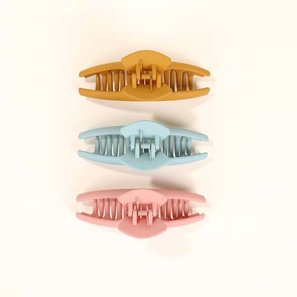 

3pcs Plain Hair Claw, Multicolor