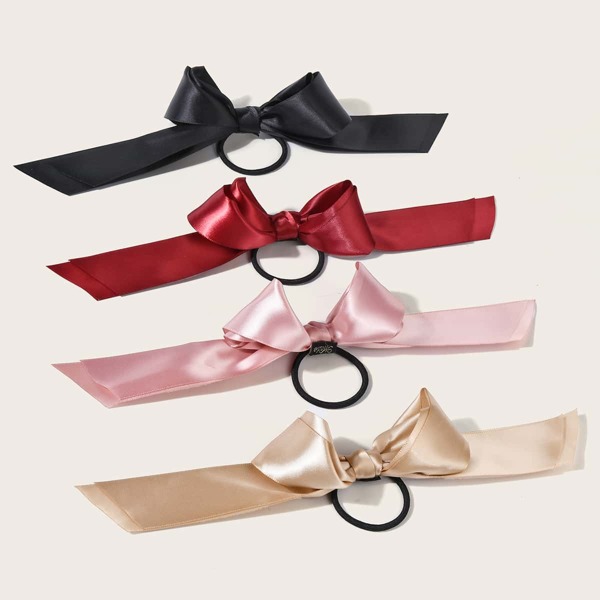

4pcs Bow Knot Decor Hair Tie, Multicolor