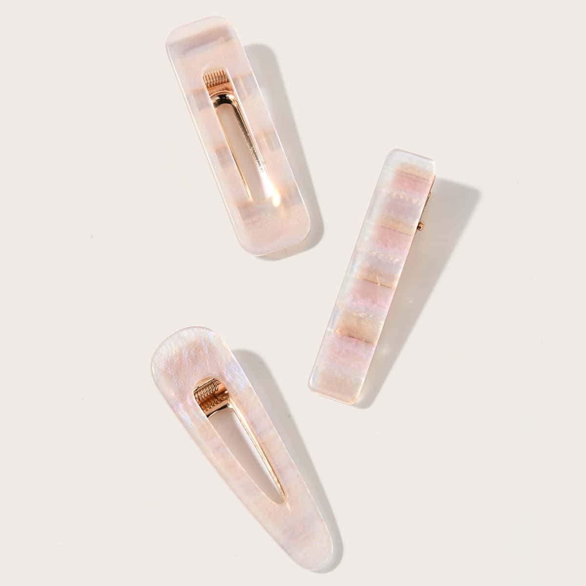 

3pcs Acrylic Hair Clip, Multicolor