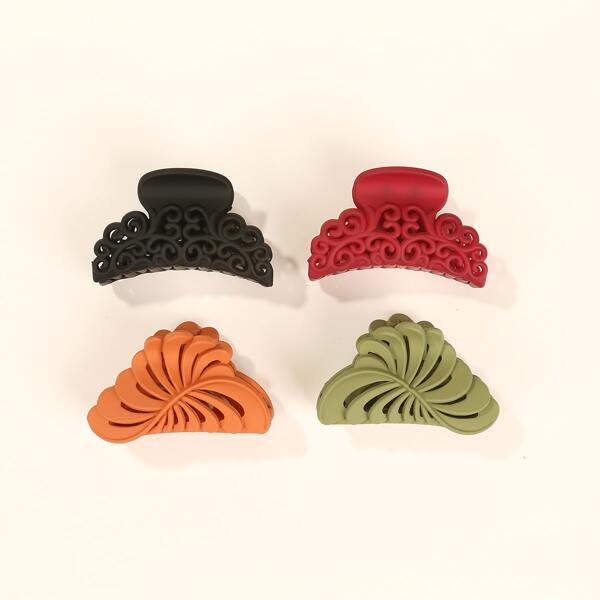 

4pcs Plain Hair Claw, Multicolor