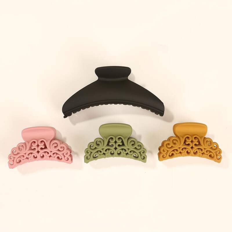

4pcs Plain Hair Claw, Multicolor