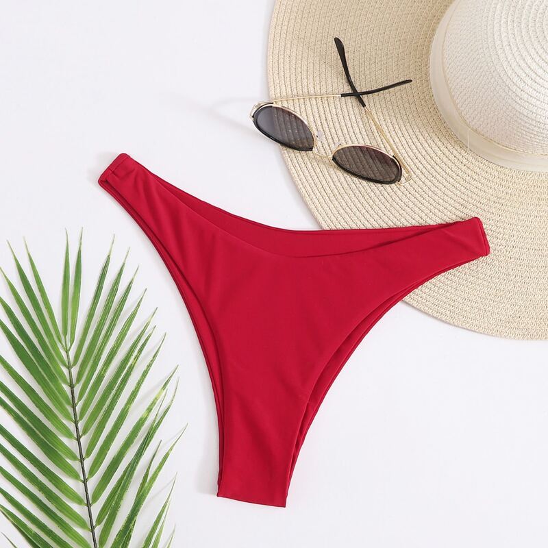 

Solid High Cut Bikini Panty, Red