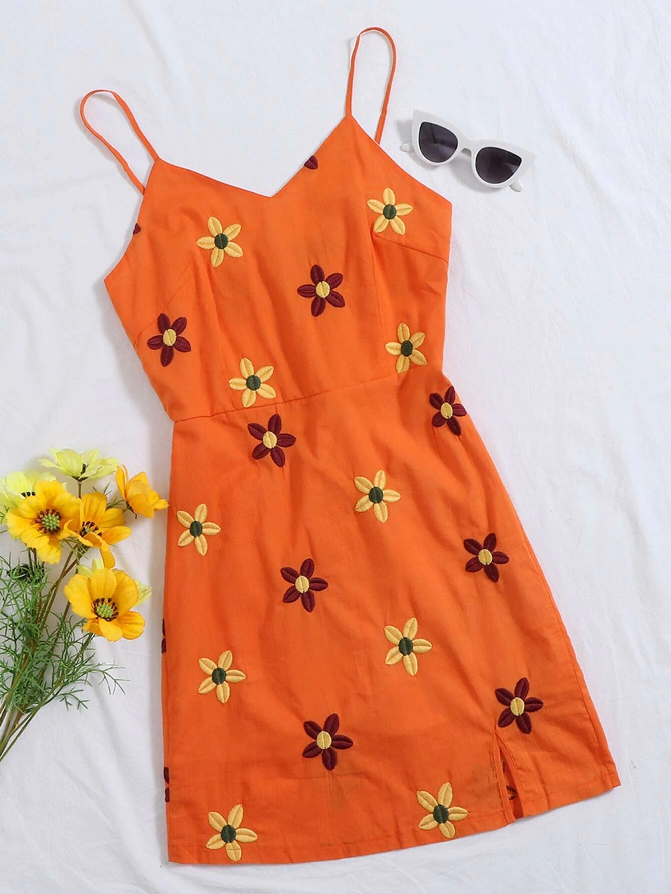 shein floral embroidered dress