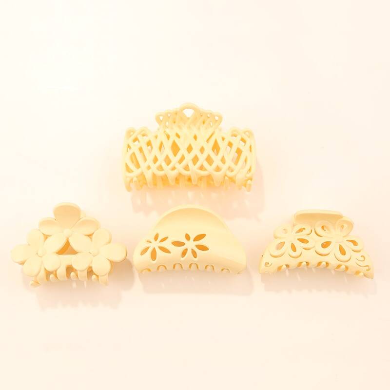 

4pcs Plain Hair Claw, Gold