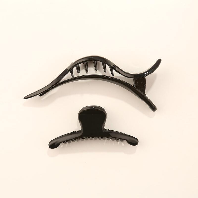 

2pcs Plain Hair Claw, Black