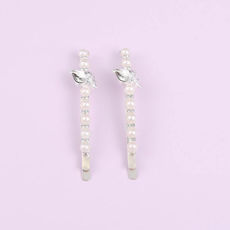 

2pcs Faux Pearl Decor Bobby Pin, Multicolor