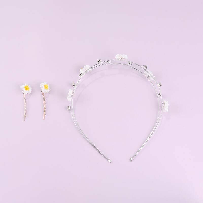 

3pcs Daisy Decor Hair Accessory, Silver