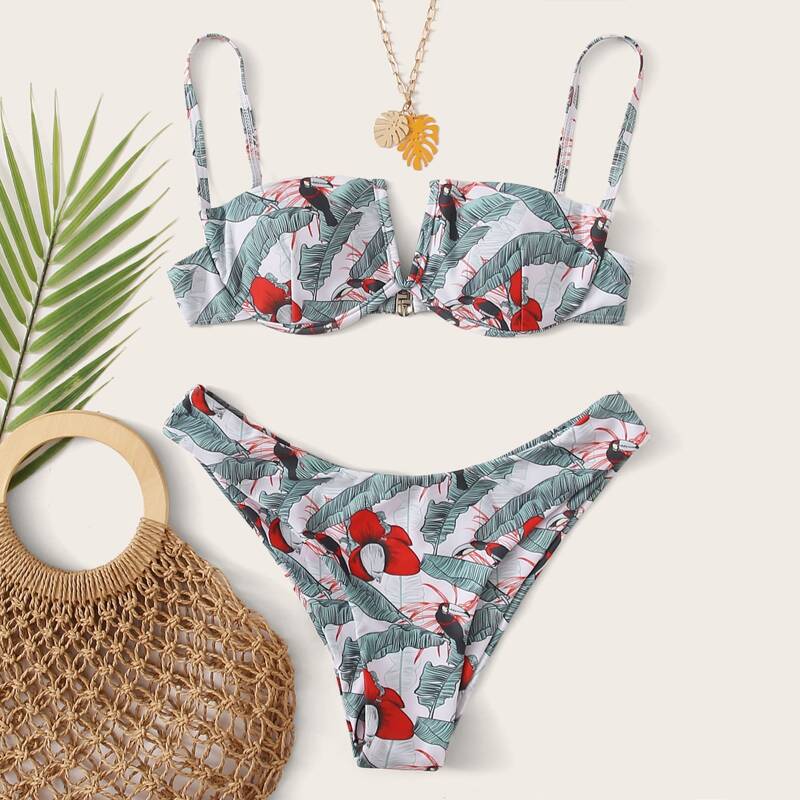 

Tropical V Wired Underwire Bikini Swimsuit, Multicolor