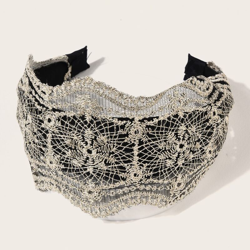 

Lace Wide Hair Hoop, Beige