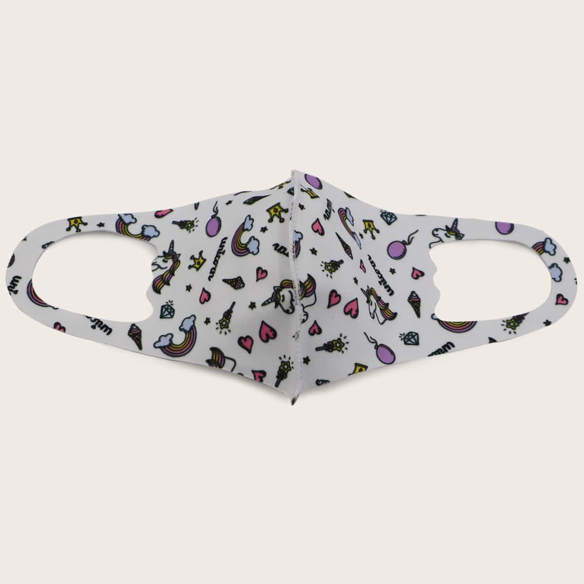 

Kids Unicorn Pattern Face Mask, White