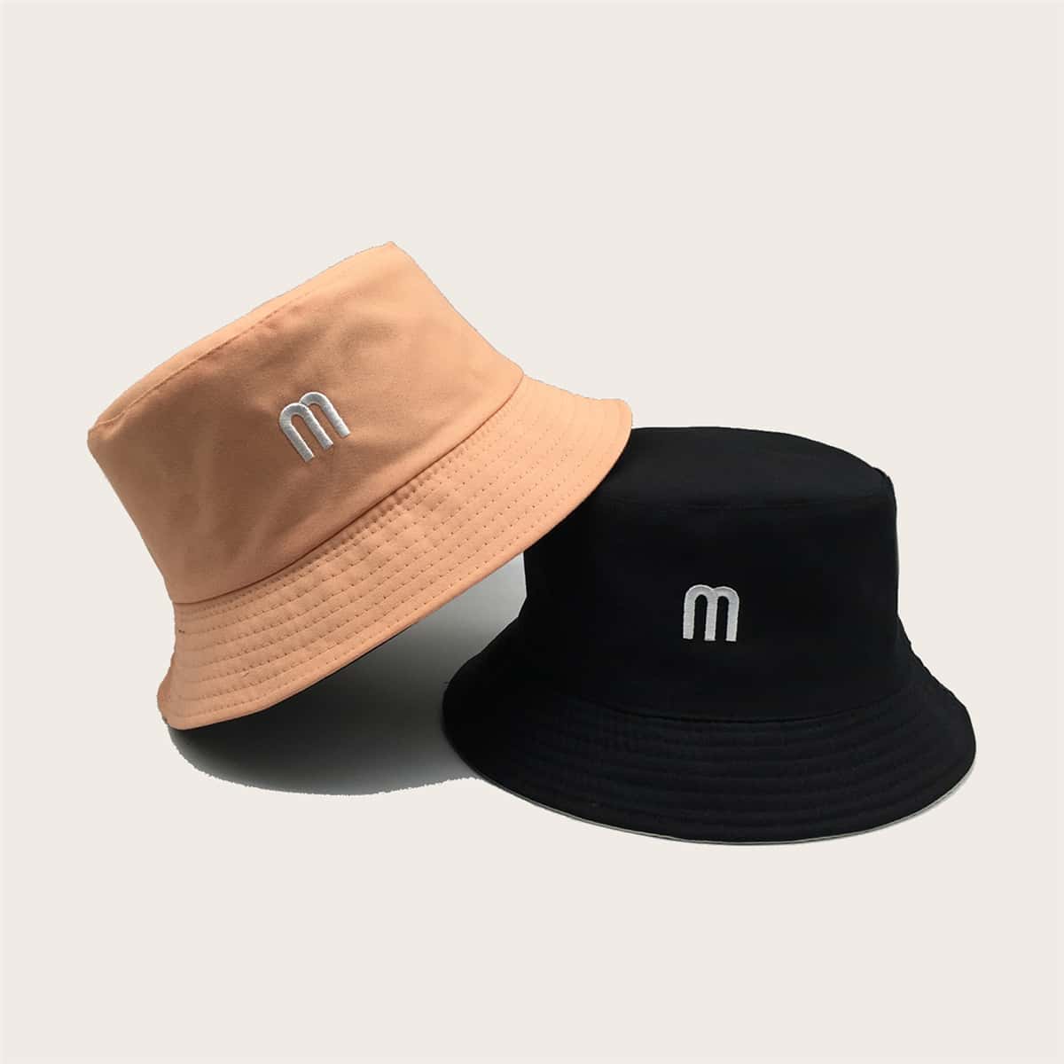 

2pcs Letter Embroidery Bucket Hat, Multicolor